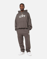 The Anti Order Reverse Logo Hoodie Charcoal Grey