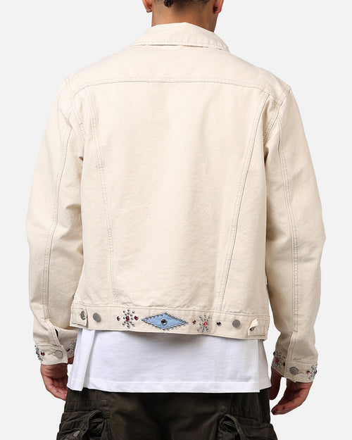 MNML Jewel Studded Trucker Jacket White