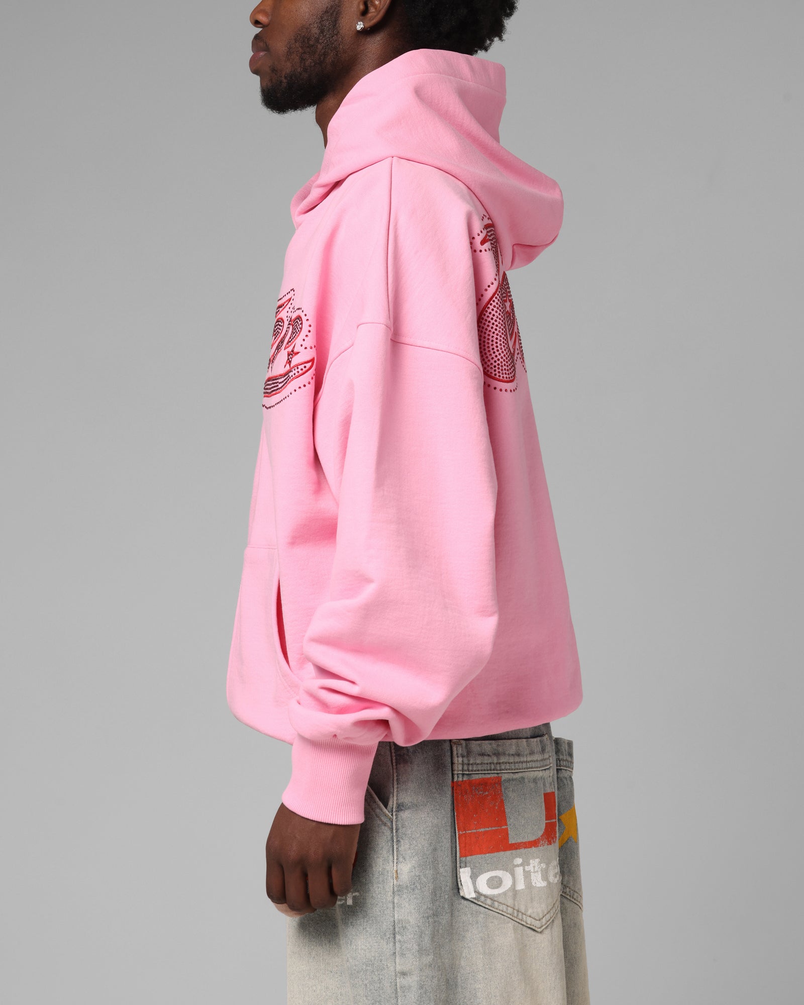 Loiter Silicone Rhinestone Zip Hoodie Pink | Culture Kings US