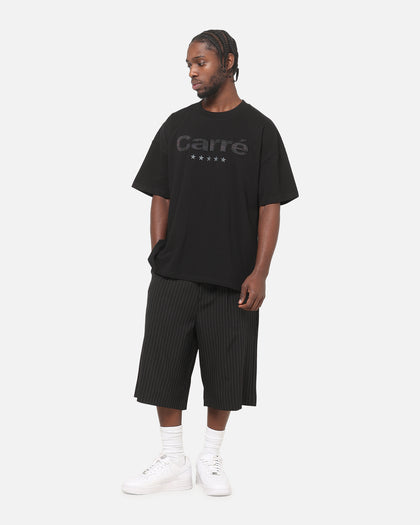 Carre Heritage Pleated Shorts Black Pinstripe