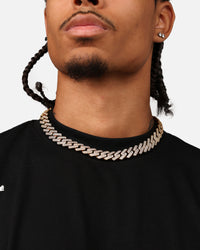 Saint Morta 18" 14mm Iced Interlink Chain Iced Gold