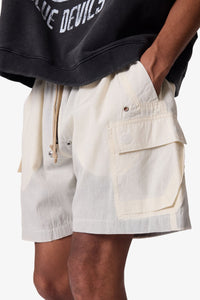 MNML Mesh Mud Cargo Shorts Off White