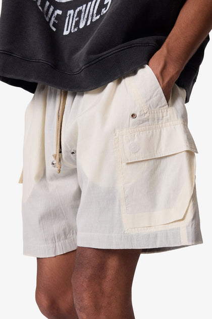 MNML Mesh Mud Cargo Shorts Off White