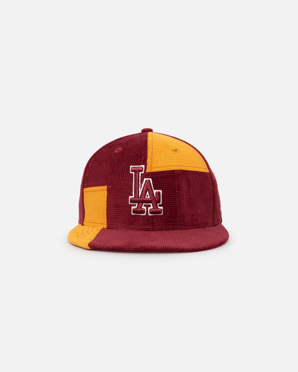New Era Los Angeles Dodgers 'Maroon Patchwork Corduroy' 59FIFTY Fitted Maroon/Yellow