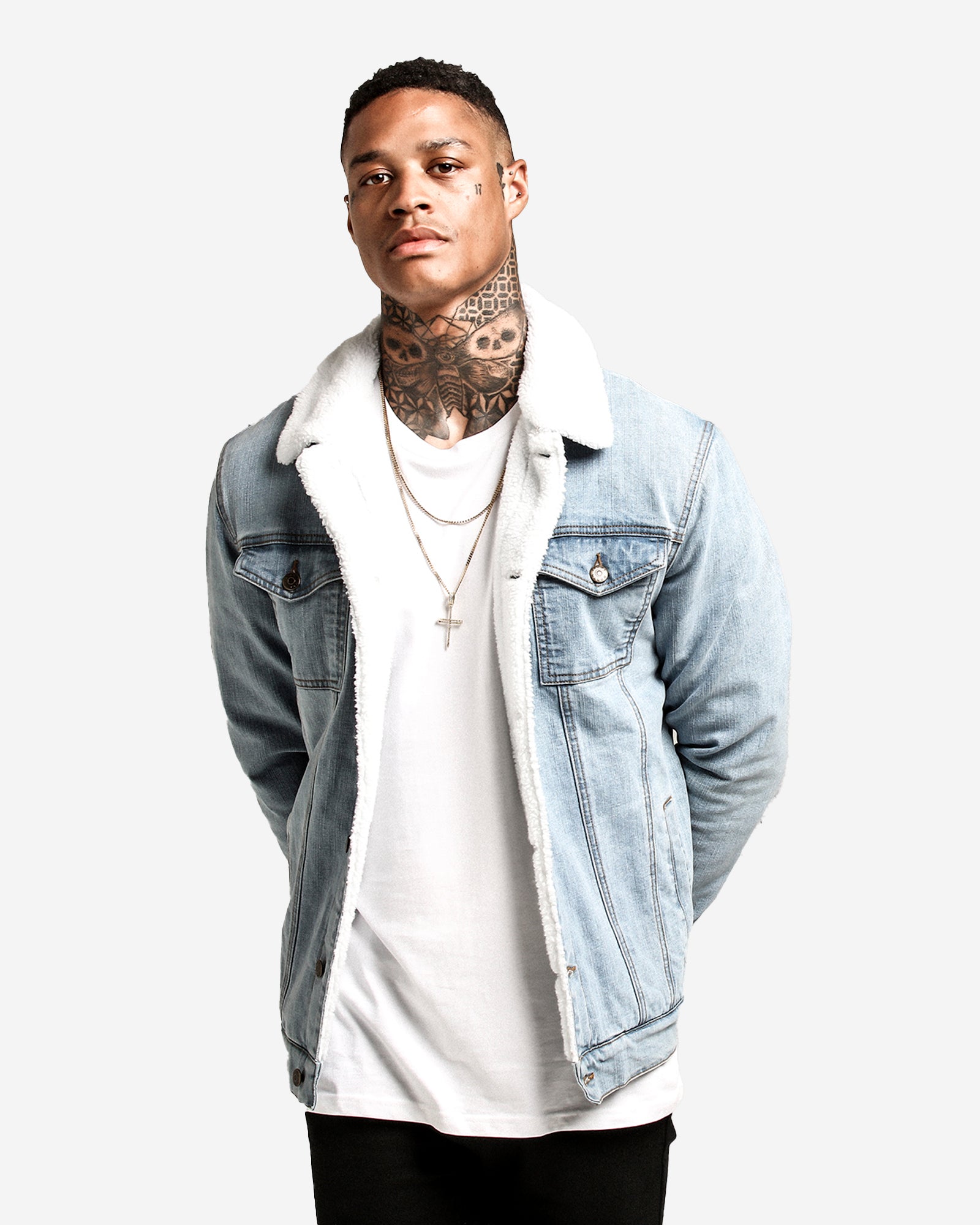 Saint Morta Sherpa Denim Jacket Superwash Blue | Culture Kings US