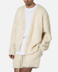 MNML Fuzzy Cardigan Sweater Off White