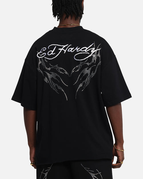 Ed Hardy Techno Rhinestone T-Shirt Black