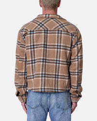 MNML Plaid Flannel Front Zip Jacket Brown/Cream