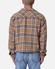 MNML Plaid Flannel Front Zip Jacket Brown/Cream