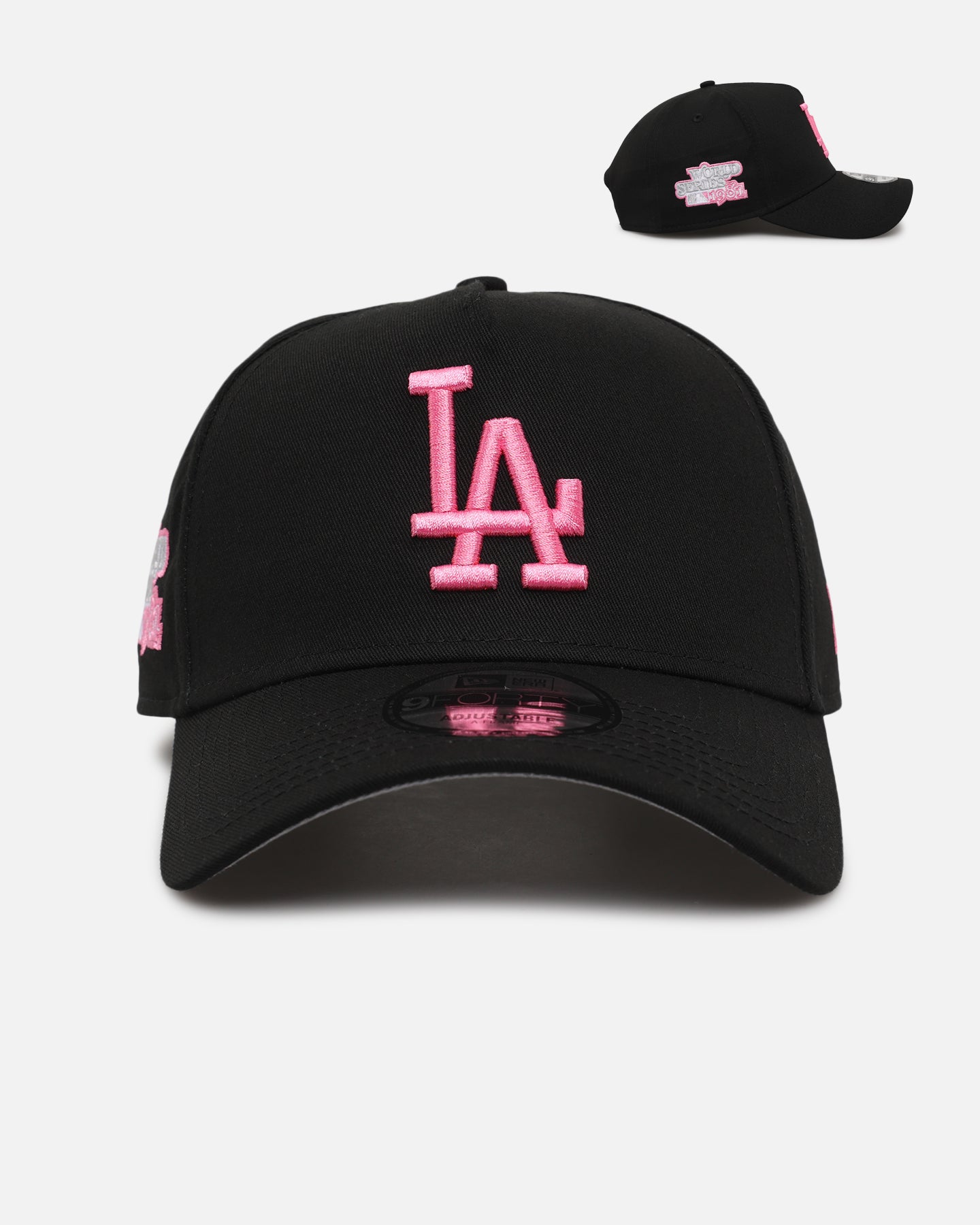 new era LA dodgers black 7 1/2 ツバ裏ピンク New Era Los Angeles Dodgers 'Black Pink' 9FORTY A-Frame Snapback
