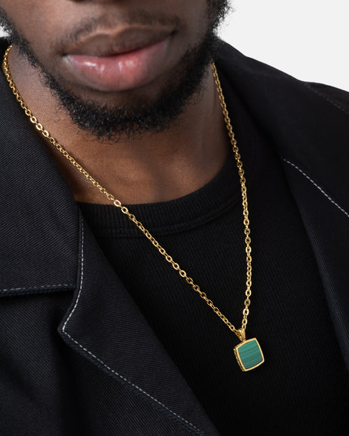 Saint Morta Malachite Pendant Chain Gold