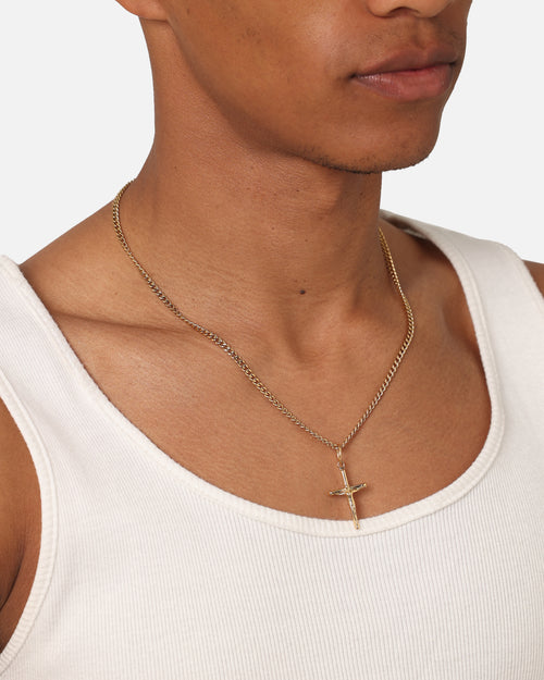 Saint Morta Crucifix Cuban Necklace Gold