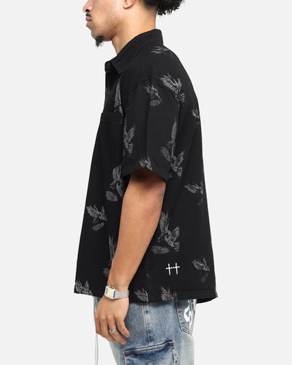 Saint Morta Doves Boxy Denim Button Up Shirt Black
