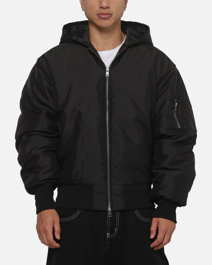 Saint Morta Marked Hooded Bomber Jacket Off Black