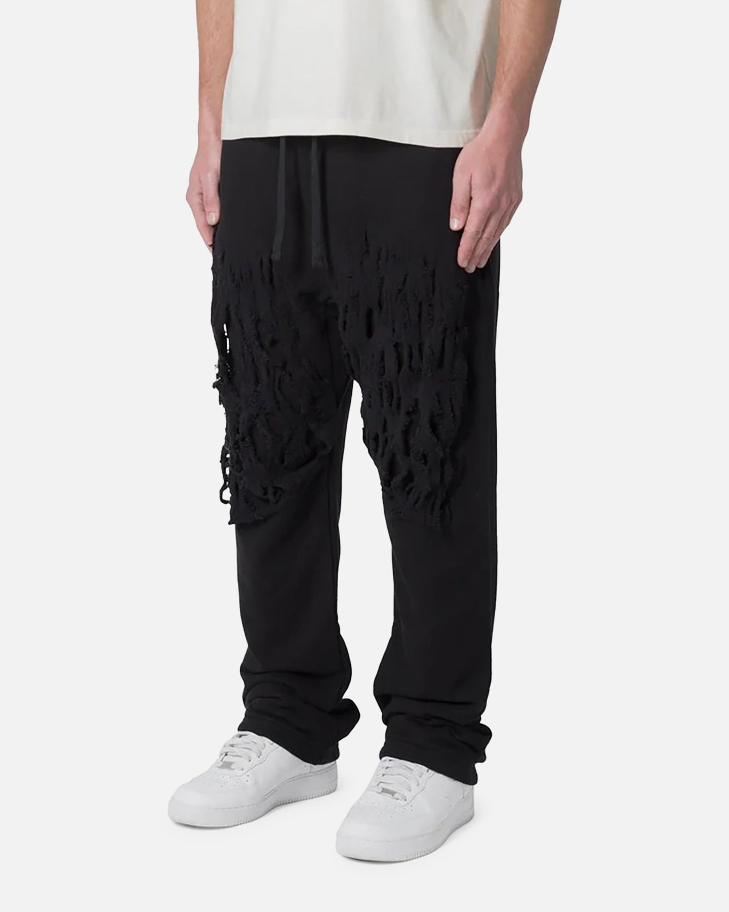 MNML Shred Layered Baggy Sweatpants Black | Culture Kings US
