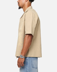 Saint Morta Flocka Button Up Shirt Tan