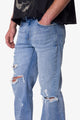 MNML Distressed Super Flare Denim Blue