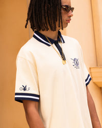 Playboy By Culture Kings Birdie Polo Shirt Off White/Navy