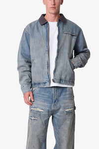 MNML Quilted Lined Work Jacket Vintage Blue