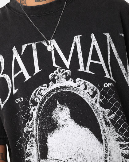 73Studio X DC Batman Mirror Vintage T-Shirt Black Acidwash