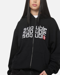 S Double Triple Block Zip Hoodie Black