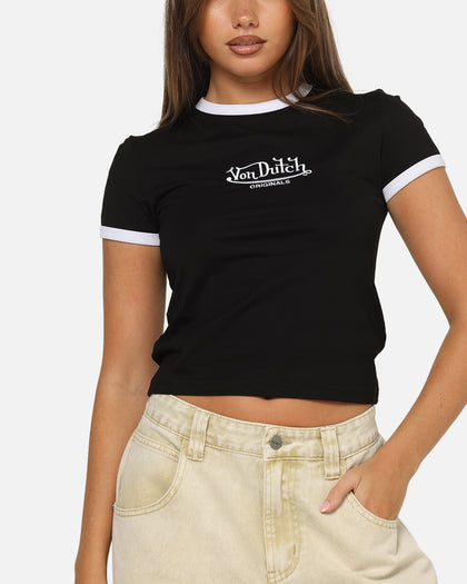 Von Dutch Women's Baby T-Shirt Black/White