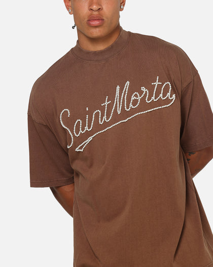 Saint Morta Pearl Script T-Shirt Washed Brown