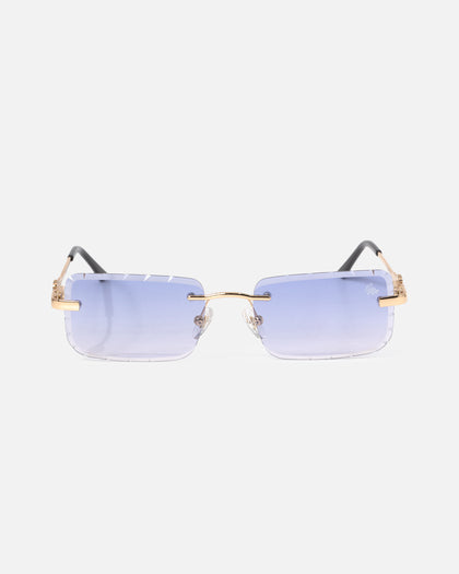 Belvoir & Co Hampton Diamond Cut Sunglasses Gold/Blue