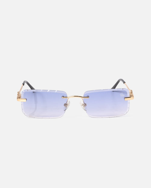 Belvoir & Co Hampton Diamond Cut Sunglasses Gold/Blue