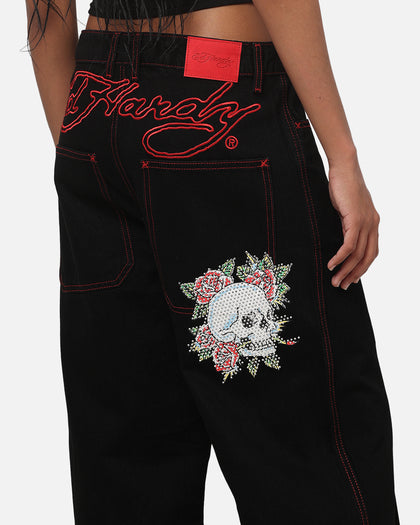 Ed Hardy Skull Rhinestone Jeans Black