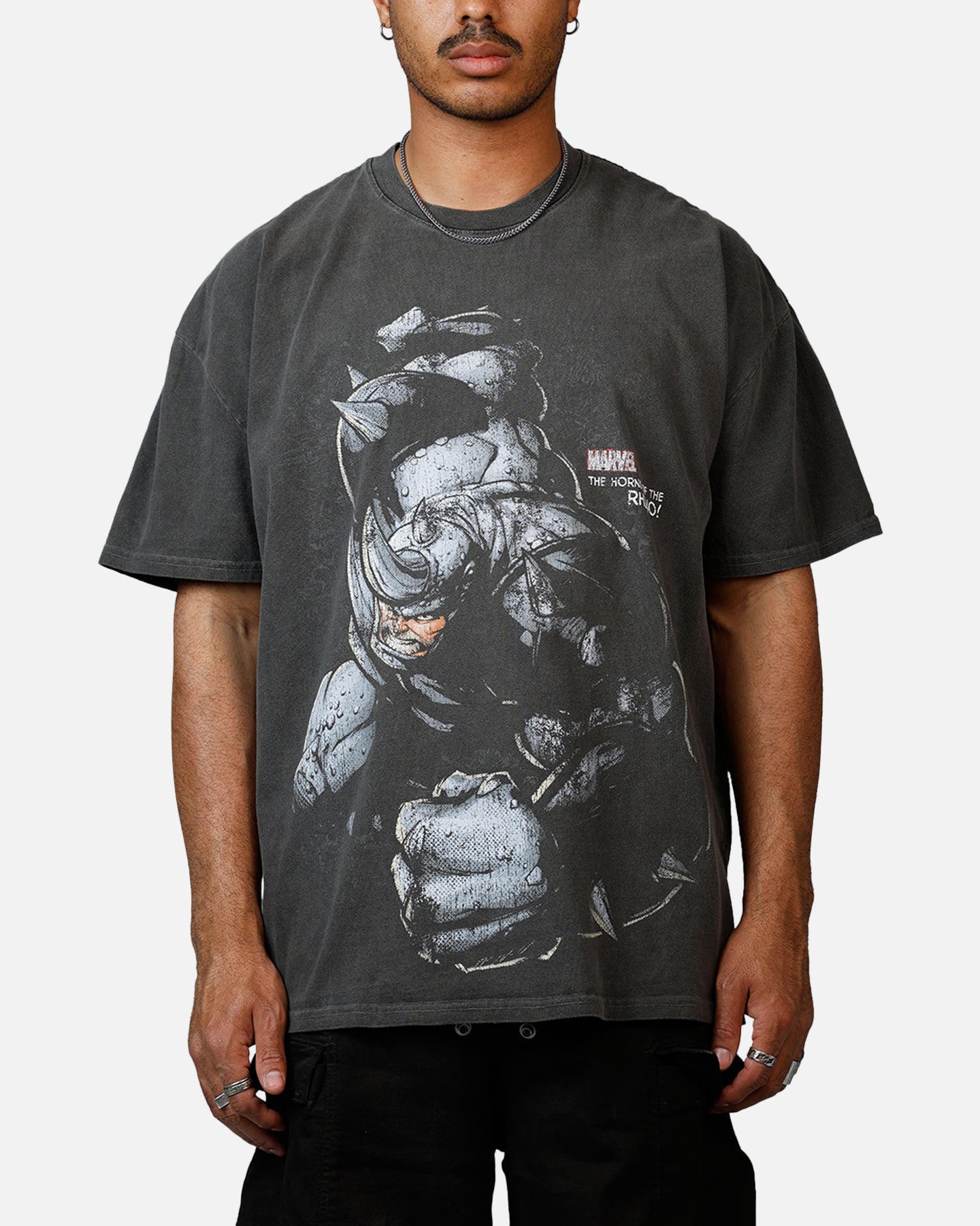 73Studio Marvel Sinister Six Rhino Heavyweight T-Shirt Black Wash