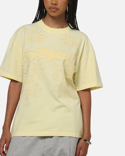 Ed Hardy Double Dragon Applique T-Shirt Butter Yellow