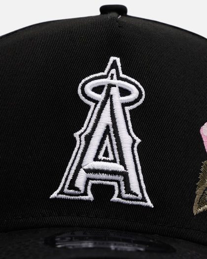 New Era Los Angeles Angels 'Pink Rose Embroidery' 9FORTY A-Frame Snapback Black/Pink