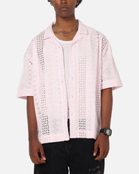 Saint Morta Crochet Button Up Shirt Pink