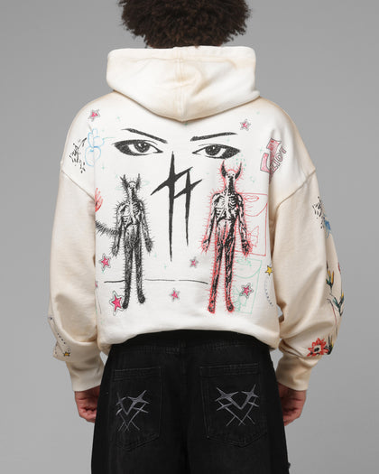 Loiter Hand Drawn Hoodie Off White