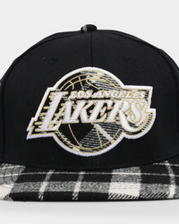 Pro Standard Los Angeles Lakers Prep Plaid Brim Snapback Black