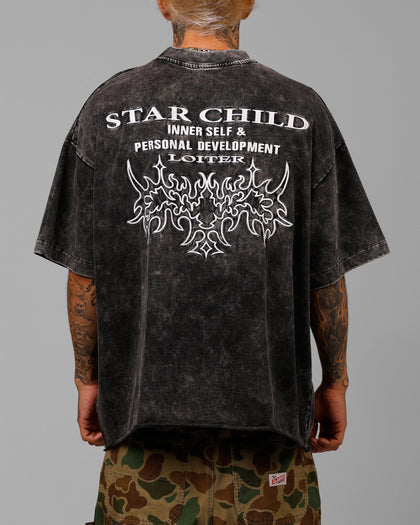 Loiter Star Child Pocket T-Shirt Black Wash