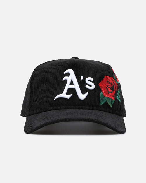 New Era Oakland Athletics 'Corduroy Roses' Golfer Pre-Curved Snapback Black Corduroy/White