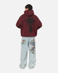 Ed Hardy Sacred Heart Hoodie Burgundy