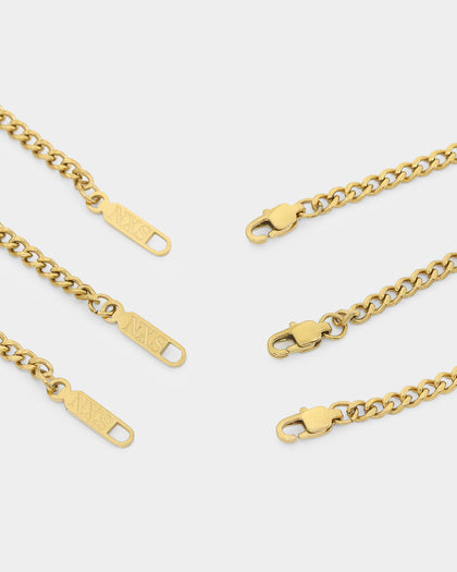 NXS 3mm Micro Cuban Chain Set Gold