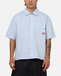 Carre Signature Rose Button Up Shirt Blue Pinstripe