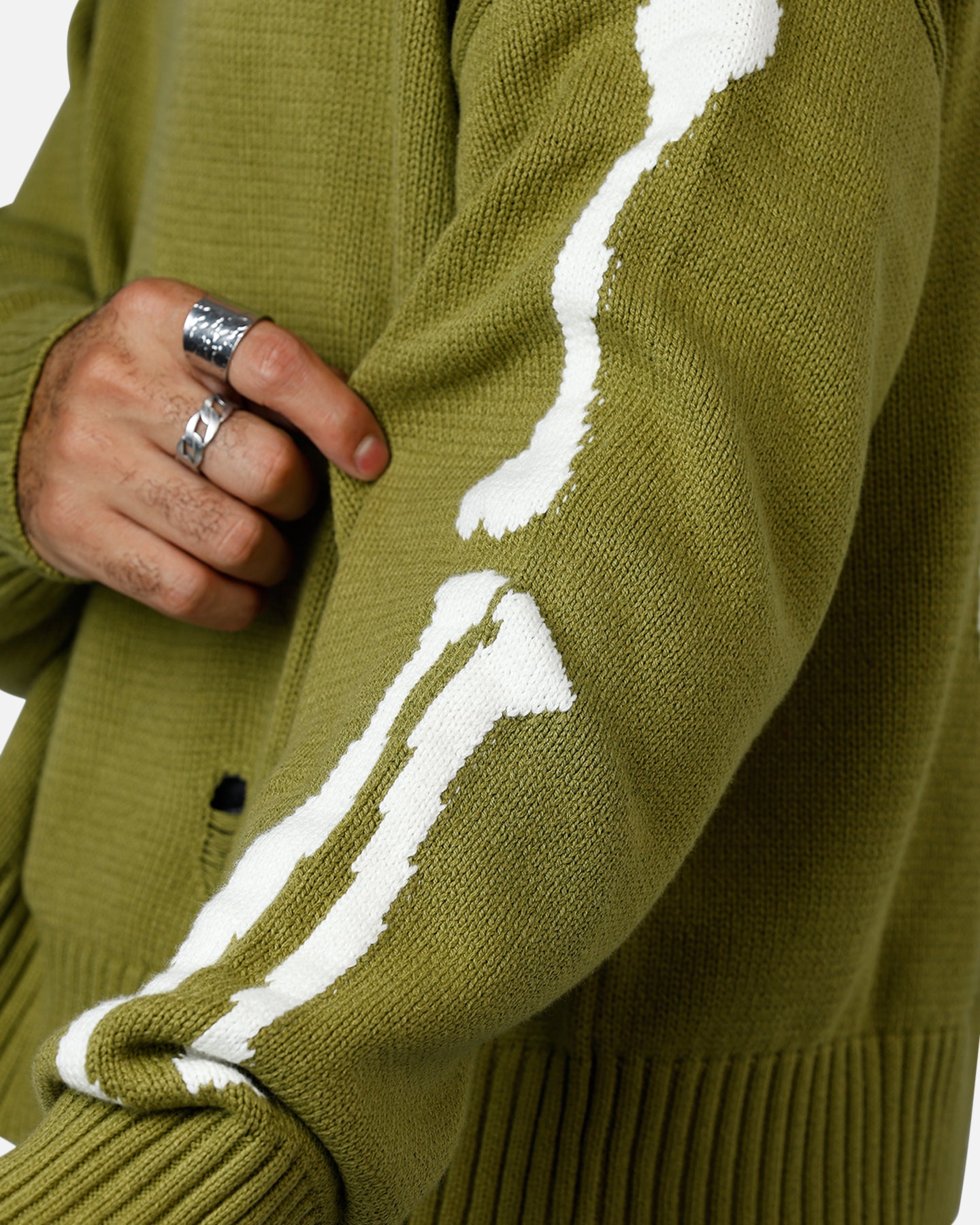 MNML Skeleton Knit Sweater Moss | Culture Kings US