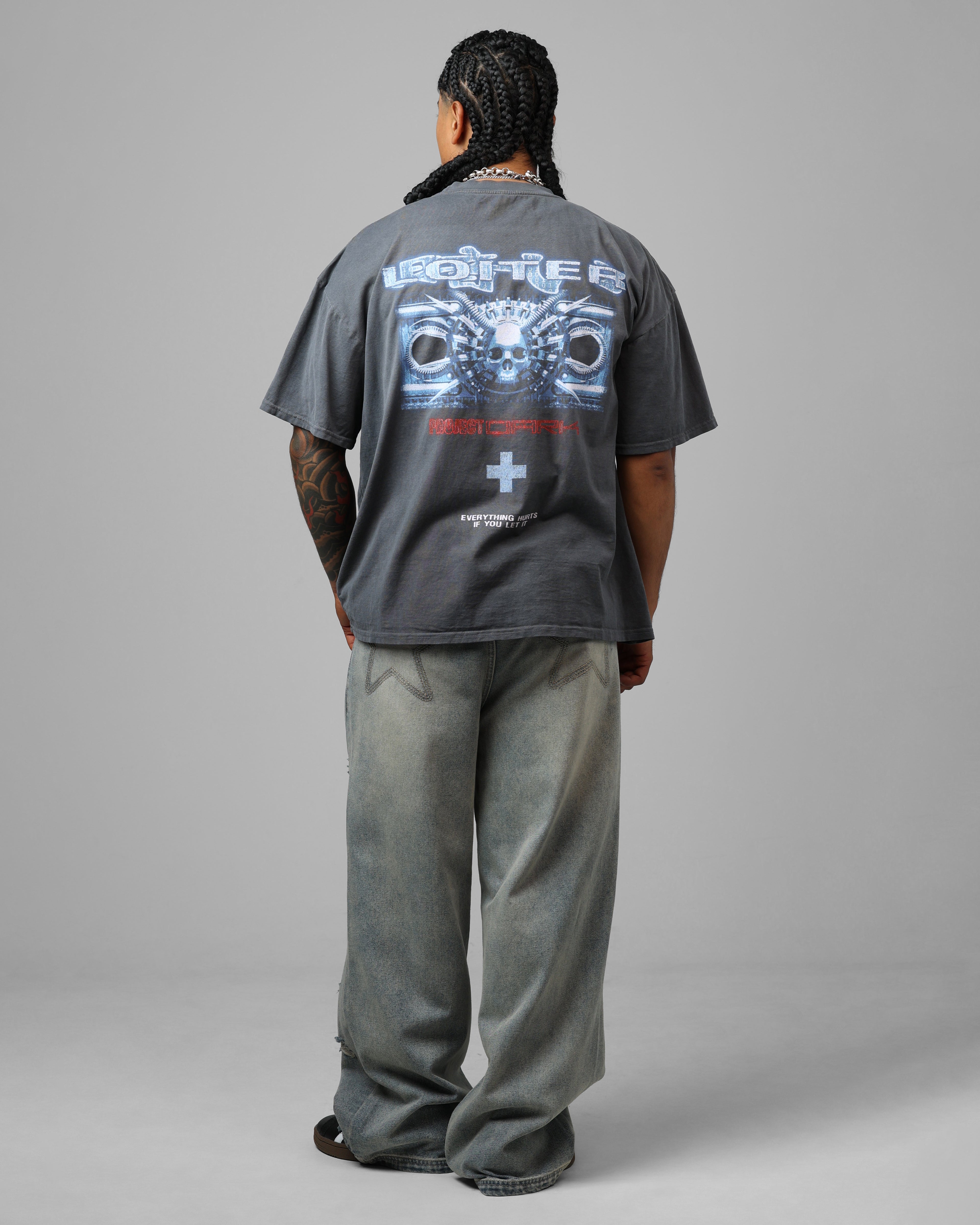 Loiter Project Dark Vintage T-Shirt Washed Charcoal | Culture Kings US
