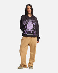 Mitchell & Ness Women's Los Angeles Lakers Arch Logo Crewneck Overdyed Black