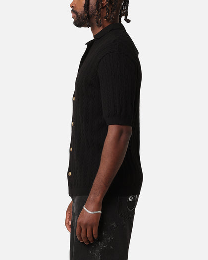 XXIII Terry Knit Button Up Shirt Black
