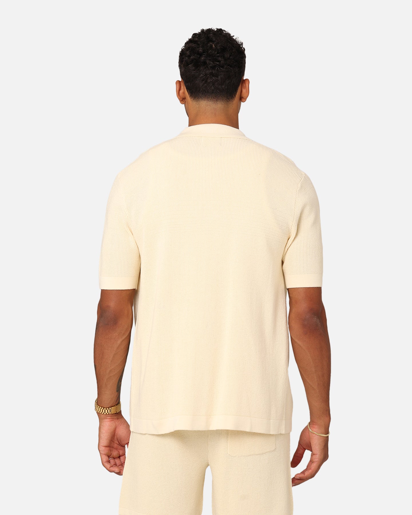 XXIII Zyair Knit Rib Button Up Shirt Cream | Culture Kings US
