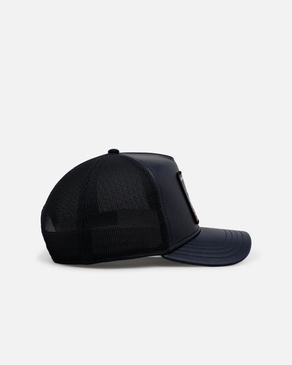 Goorin Bros The Lone Wolf Leather Trucker Snapback Navy