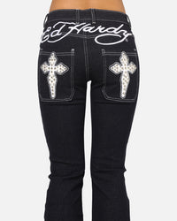 Ed Hardy Women's Stellar Bootcut Jeans Mid Blue
