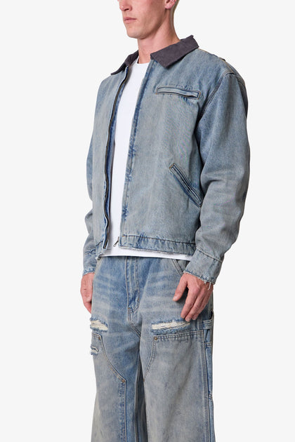 MNML Quilted Lined Work Jacket Vintage Blue