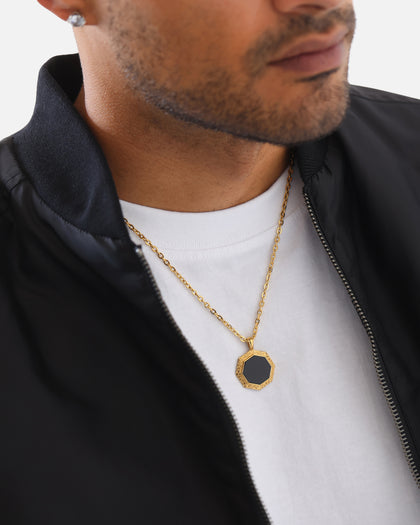 Saint Morta Onyx Octagon Pendant Chain Gold